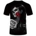 Rose Skull Women's T-shirt 3D Printed Round Neck Black And White Men's Casual Short Sleeve Style_viptrois.com