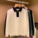 Men's Clothing Lapel Sweater Tops Men's Fashion Knit Collar Sweater Long Sleeve Top - Loose Fit Color Block Pullover For Autumn & Winter_viptrois.com