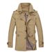 Men's Slim Fit Long Trench Coat - Lightweight Cotton Blend Jacket For Business Casual, Sizes M-5XL (Khaki/Black/Army Green/Navy/Tan)_viptrois.com