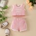 Babies' clothes Infant vest shorts suit girl Mama is girl letter pit strip sleeveless top pants two-piece set_viptrois.com
