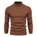 Men’s Solid Color High Neck Sweater – Stretchable, Breathable Pullover Knit For Urban Style (Wine Red/Khaki/Black, Sizes S-6XL)_viptrois.com