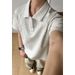 Men's Deconstructed Polo Shirt Short Sleeved Summer Heavyweight Turn down Collar Oversized Shoulder Casual Trendy T-Shirt Cleanfit_viptrois.com