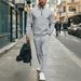 Men's Waffle Knit Half-zip Pullover & Pants Set - Casual Long Sleeve Lounge Outfit For Autumn (Black, Gray, Khaki, White, Blue)_viptrois.com