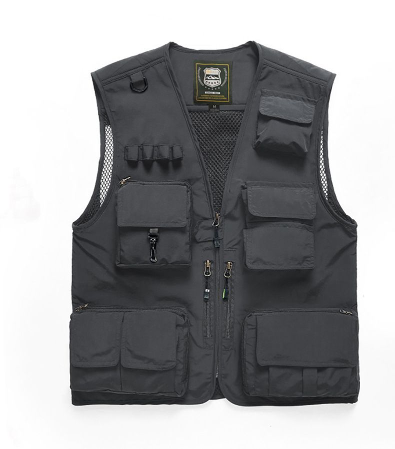 Breathable Mesh Fishing Vest With Multiple Pockets, Quick-Dry Photographer Workwear, Oversized Men's Utility Vest For Outdoor Activities_viptrois.com