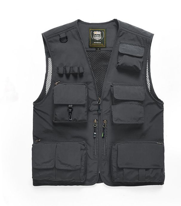 Breathable Mesh Fishing Vest With Multiple Pockets, Quick-Dry Photographer Workwear, Oversized Men's Utility Vest For Outdoor Activities_viptrois.com