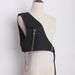 New dark concave shape one-shoulder vest women's fashion chain loose and versatile black fashionable waistcoat personalized vest_viptrois.com