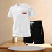 Men's Short Sleeve T-Shirt Trendy Summer Style Letter Print Loose Fit Casual Suit_viptrois.com