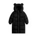 Warm Kids Winter Jacket With Hood - Long Cozy Polyester Padded Coat For Boys & Girls (100-150cm, Black)_viptrois.com