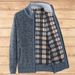 Men’s Velvet Thickened Cardigan – Stand Collar Zipper Sweater For Autumn & Winter (Dark Gray/Blue/Brown, M-4XL)_viptrois.com
