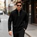 Men's Half-Zip Stand Collar Sweatshirt – Thick Fleece Loose Fit For Autumn & Winter_viptrois.com