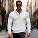 Men's Heavyweight Zip-Up Sweatshirt – Stand Collar Jacquard Pullover (Black, Navy, Khaki, Light Gray, White, S-XXXL)_viptrois.com