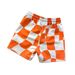 Men's Color Blocked Checkerboard Print Loose Fit Drawstring Breathable Sporty Casual Beach Shorts_viptrois.com