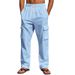 Men's Thin Breathable Work Pants Multi-Pocket Loose Straight Casual Pants_viptrois.com