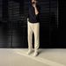 Men's Winter Knit Dress Pants – Soft Polyester Trousers With Light Stretch – Mid-Rise Straight Fit – 3 Elegant Colors (Ivory, Gray, Amber)_viptrois.com