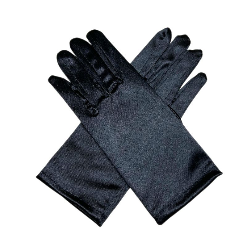 Unisex Bridal short four way stretch shiny satin dress gloves suitable for ladies to attend dinner dances/church/weddings_viptrois.com