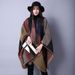 Autumn and Winter Scarves Versatile Plaid Women's Travel Shawl Cashmere Ethnic Style Split Thickened Cloak_viptrois.com