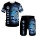 Fashion 3D Lion Print Men's Tracksuit 2-Piece Set Summer Outfit New T-Shirt Shorts_viptrois.com
