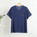 Men's V-neck Button Short Sleeved Base Shirt, Cotton Silk Embroidered Oversized Loose T-shirt, Summer Casual Slit Men's_viptrois.com
