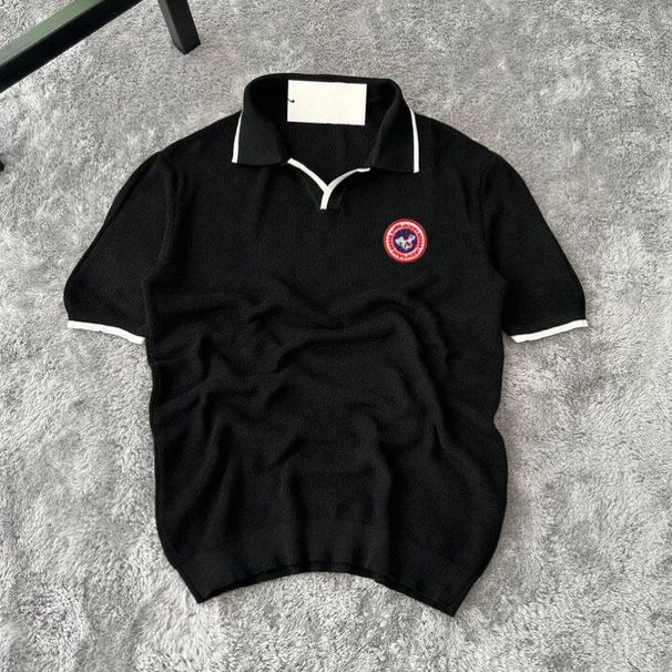 Men's Clothing 26 Spring New Style Embroidered Badge American Contrasting Color Lapel Retro Sweater Top, Same Style For Men And Women_viptrois.com