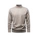 "Men's High Neck Wool Sweater - Solid Color Relaxed Fit Knit Top For Autumn & Winter"_viptrois.com