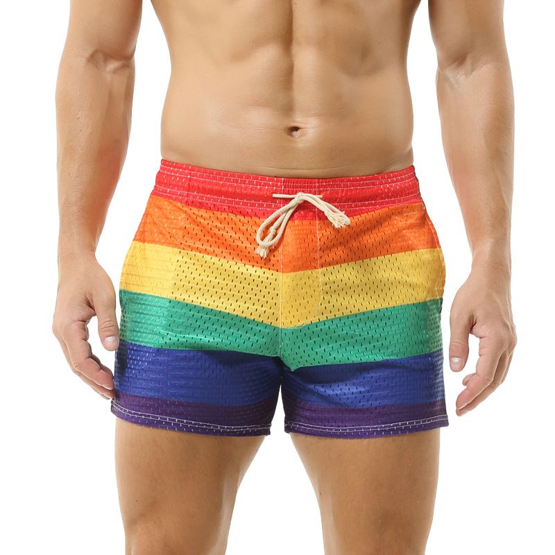 Men's Clothing pants with drawstrings, hollow breathable, thin, loose, fashionable, pocket elastic, large size mid-waist sports pants for men_viptrois.com