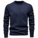 Men's Fleece-Lined Round Neck Pullover Sweater, Winter Warm Oversized Knit Top For Casual & Everyday Wear_viptrois.com