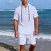 Men's Linen Casual Fashion Suit Long Sleeved Top And Five Point Shorts_viptrois.com
