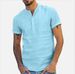 Men's Stand Collar Short-sleeved V-neck Cotton And Linen Shirt_viptrois.com