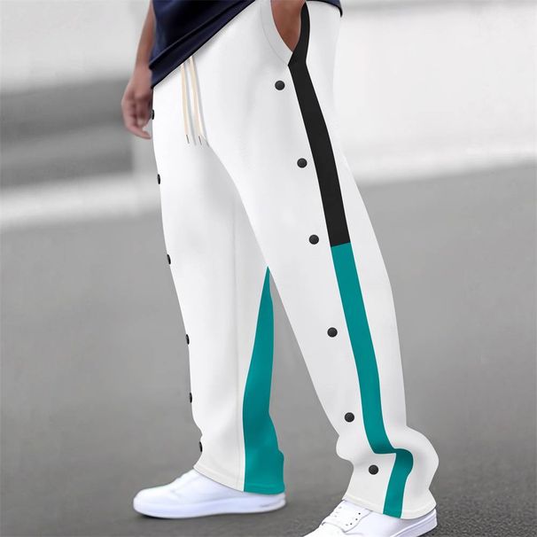 New Product 2025 Fashion European-USA Style Sweatshirts Youth Men's Mid Waist Elastic Band Duckbill Striped Casual Sport Long Pants S-3XL_viptrois.com
