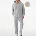 Men's Hooded Sweatshirt & Jogger Set - Embroidered Logo Pullover With Matching Pants, Polyester Fleece For Casual & Streetwear_viptrois.com
