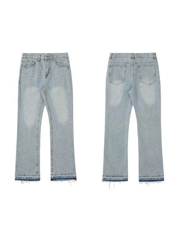 Men's Clothing Style Cleanfit Black Fringe Fit Jeans For Men Vintage Washed Distressed Long Men's Clothing For Formal & Casual_viptrois.com