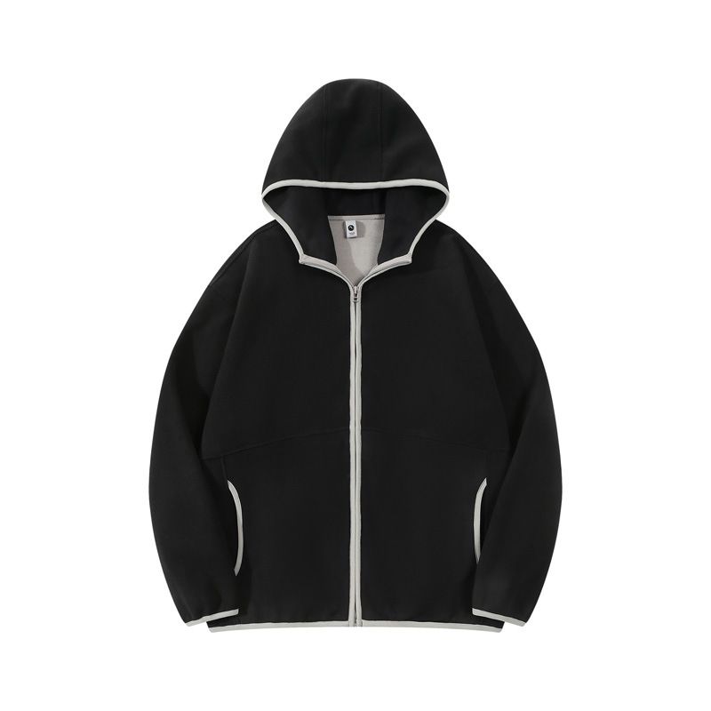 Men's Color-Block Fleece Hoodie – Winter-Ready Zip-Up With Thermal Lining & Side Pockets (M-XXXL, 320GSM Polyester, Windproof)_viptrois.com