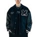 Men's Retro Baseball Jacket – Oversized Vintage Style With Contrast Color & Embroidered Details, Streetwear Outerwear_viptrois.com