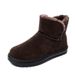 Snow boots winter new round head middle top suede flat with brown low cylinder leisure with pile thickened snow cotton_viptrois.com