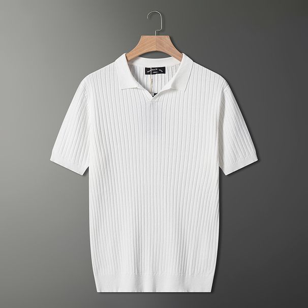 Men's Slim-Fit Short-Sleeve Polo Shirt – Breathable Knit Casual Top (M-XXXL, White/Khaki/Black/Green)_viptrois.com