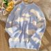 Pure Japanese Style Design Sense Niche Lazy Cloud Unisex Autumn Winter Couple Loose Versatile Knitted Sweater Men_viptrois.com