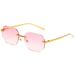Polygonal Frameless Sunglasses - Metal Trim UV Protection Shades With Modern Geometric Design_viptrois.com
