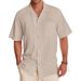 Hot Sale Men's Short Sleeved Shirt Beach Vacation Casual Men's Cotton And Linen Short Sleeved Top_viptrois.com