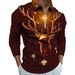 Polo Shirt Plaid Digital Printing Halloween Style Turn-down Collar Zipper Long Sleeve T-Shirt Men's Top_viptrois.com
