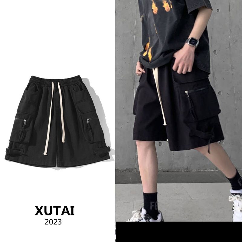 Men's Clothing Shangshuai Overalls Men's Summer American High Street Pants Loose Sports Shorts Trendy Brand Multi Pocket Large Pants_viptrois.com