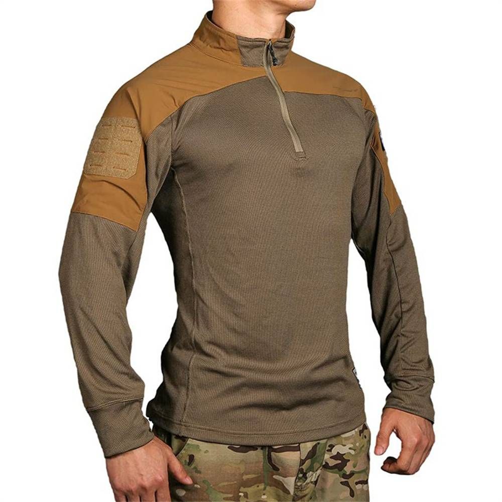 2025 Fashion Outerwear Breathable Combat Uniform Men's Stand Collar Splicing Long Sleeve Casual Sport Slim Sweatshirts_viptrois.com