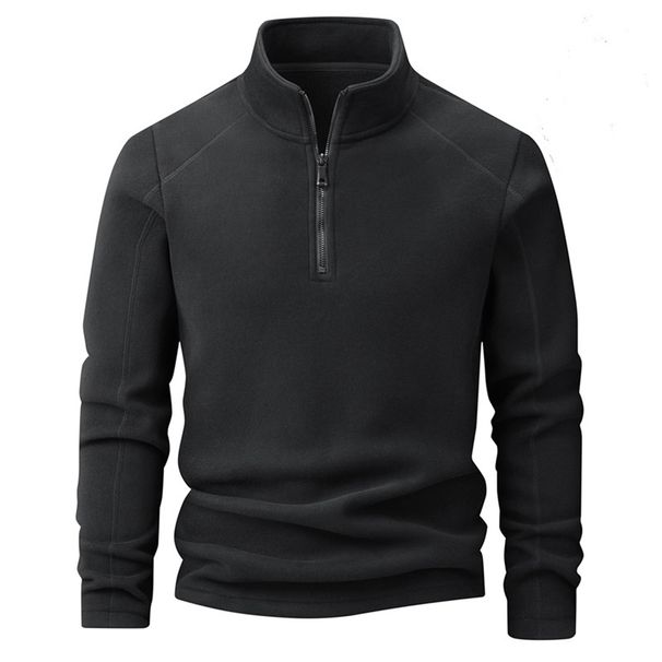Fleece And Thickened Semi-zipper Stand-up Collar Hoodie For Men, High-quality Pullover, Casual And Warm Hoodie For Dad_viptrois.com