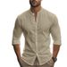 Men's Clothing Long Sleeve Stand Collar Large Size Slim Casual Cotton Shirt_viptrois.com