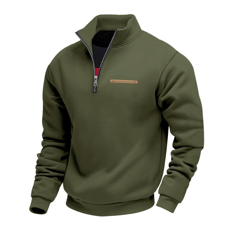 Men's Fleece-Lined Heavyweight Hooded Sweatshirt – Winter Warm Pullover With Stand Collar For Outdoor & Casual Wear_viptrois.com