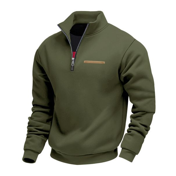 Men's Fleece-Lined Heavyweight Hooded Sweatshirt – Winter Warm Pullover With Stand Collar For Outdoor & Casual Wear_viptrois.com