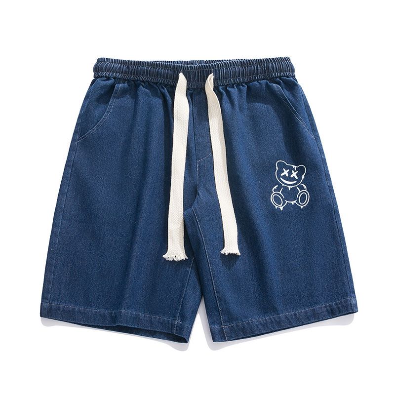 Men's Clothes Straight Leg Denim Shorts Men's Handsome Trend Five-quarter Pants Cargo Pocket Casual Pants_viptrois.com