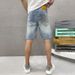 Men's Thin Light Blue Jeans Shorts High-End Jeans Men's Loose Straight Pants _viptrois.com