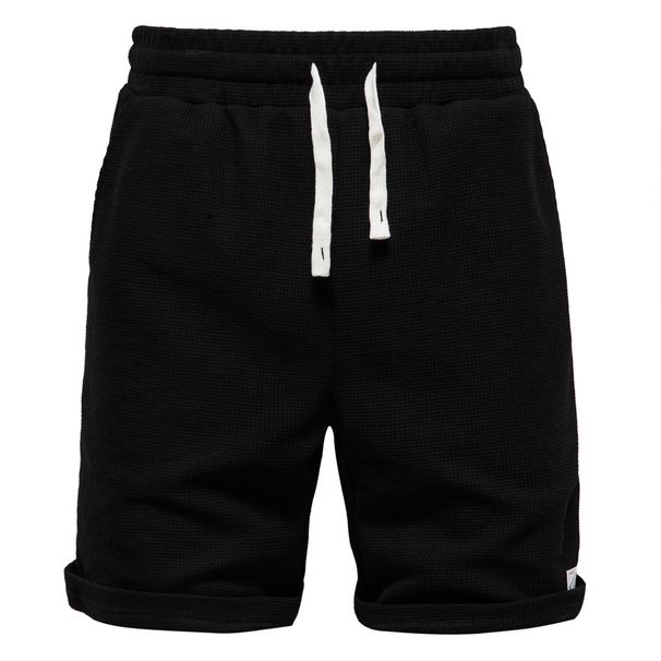 Man's Clothing Solid Color Shorts Men's Sports Casual Elastic-waisted Lace-up Shorts With Quarter Pants Over_viptrois.com