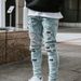 Men's Clothing high quality men's worn out stretch jeans skinny jeans men's jeans_viptrois.com