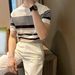Striped Short Sleeved Sweater For Men, Light Mature British Business Style, Slim Fit, Handsome Summer Ice Silk Fashion Brand,_viptrois.com
